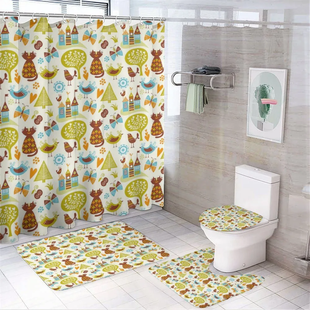 Cats Birds Butterfly — 4-Piece Bathroom Set preview