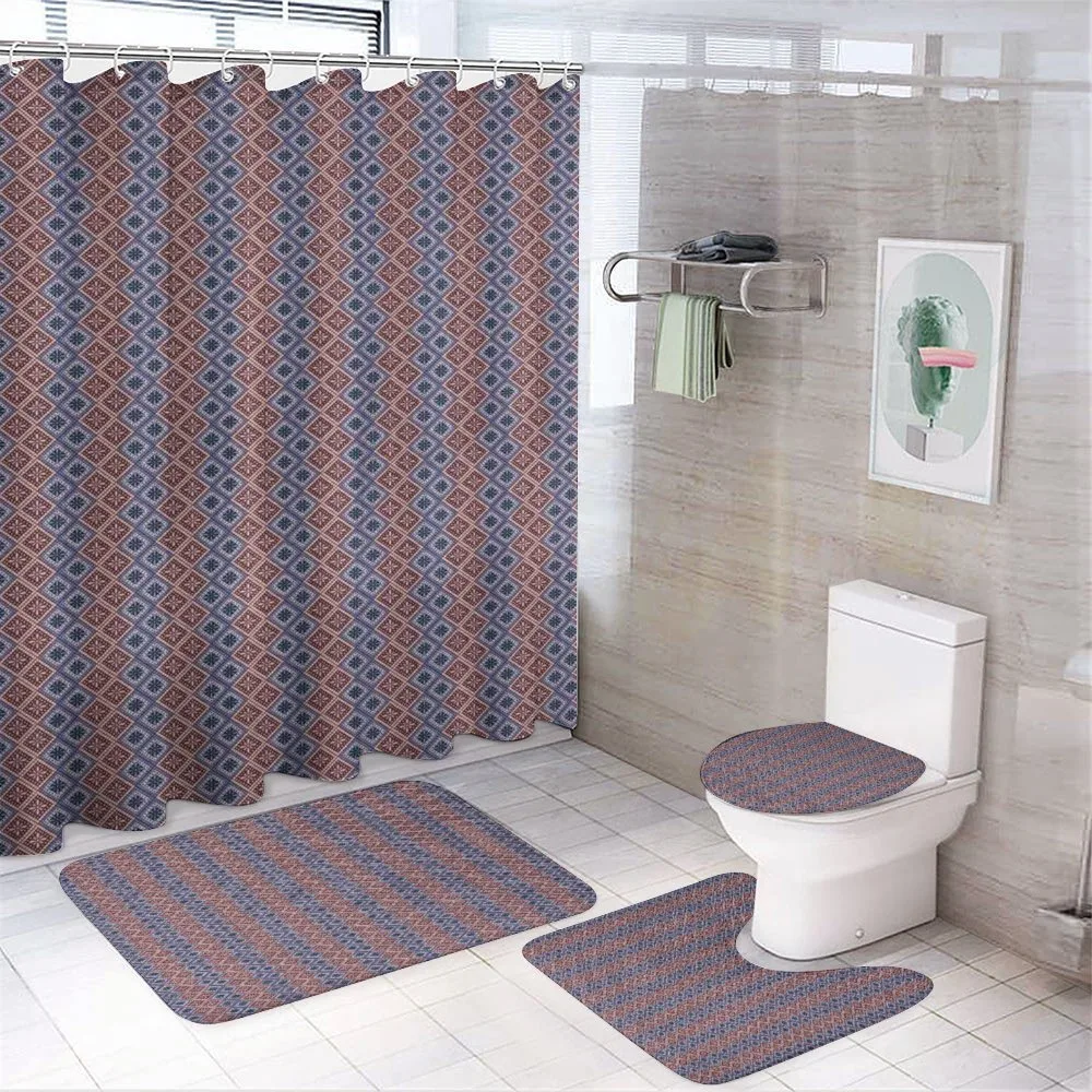 Checkered Floral Dotted — 4-Piece Bathroom Set preview