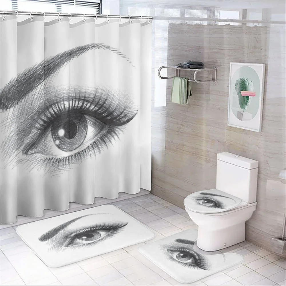Pencil Drawing Style Art — 4-Piece Bathroom Set preview