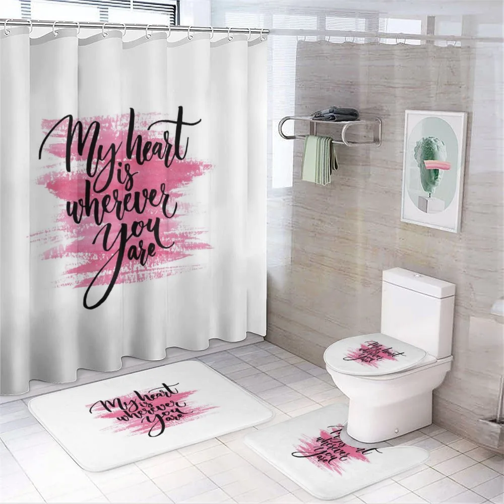 Romantic Ink Calligraphy — 4-Piece Bathroom Set preview