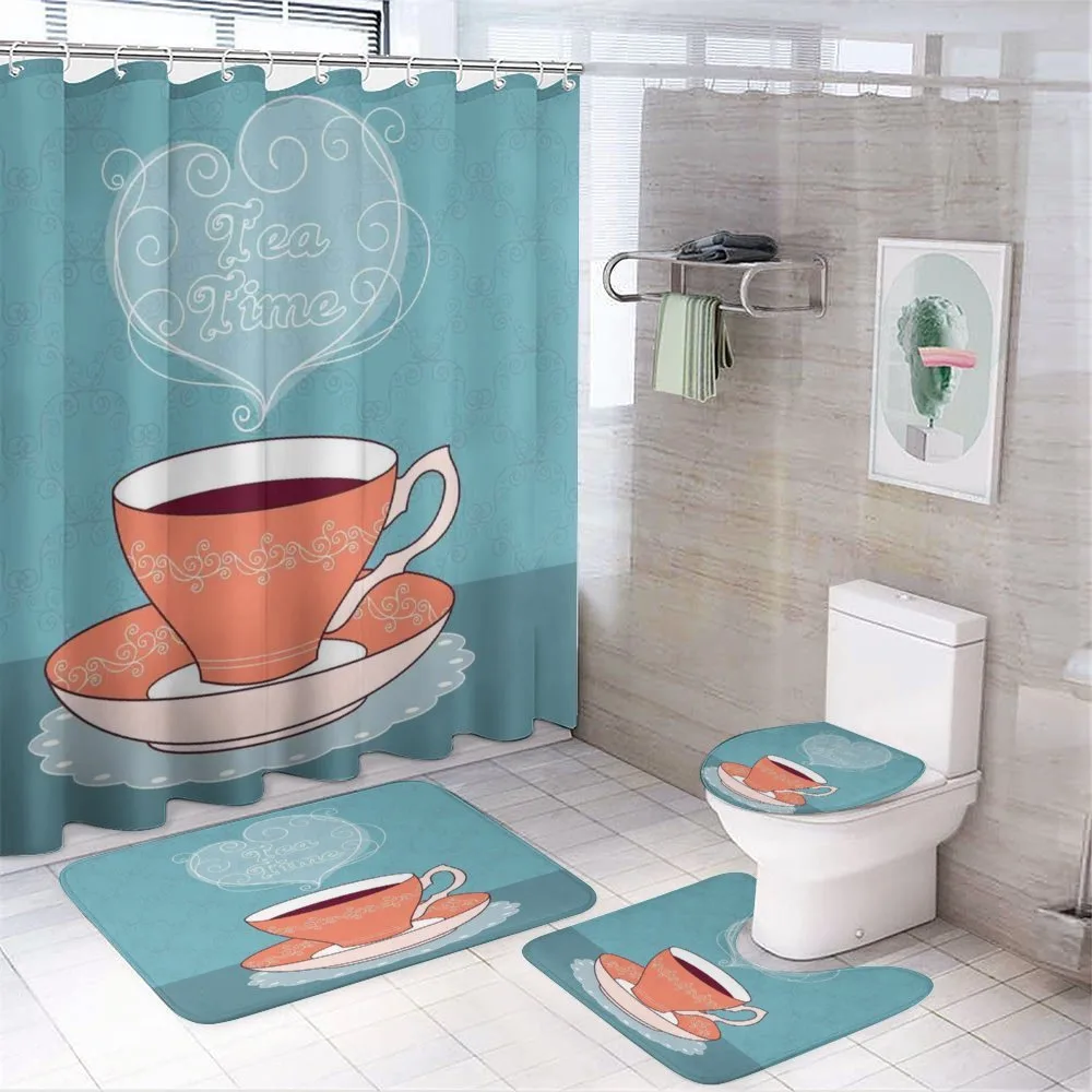 Teatime Calligraphy with a Cup — 4-Piece Bathroom Set preview