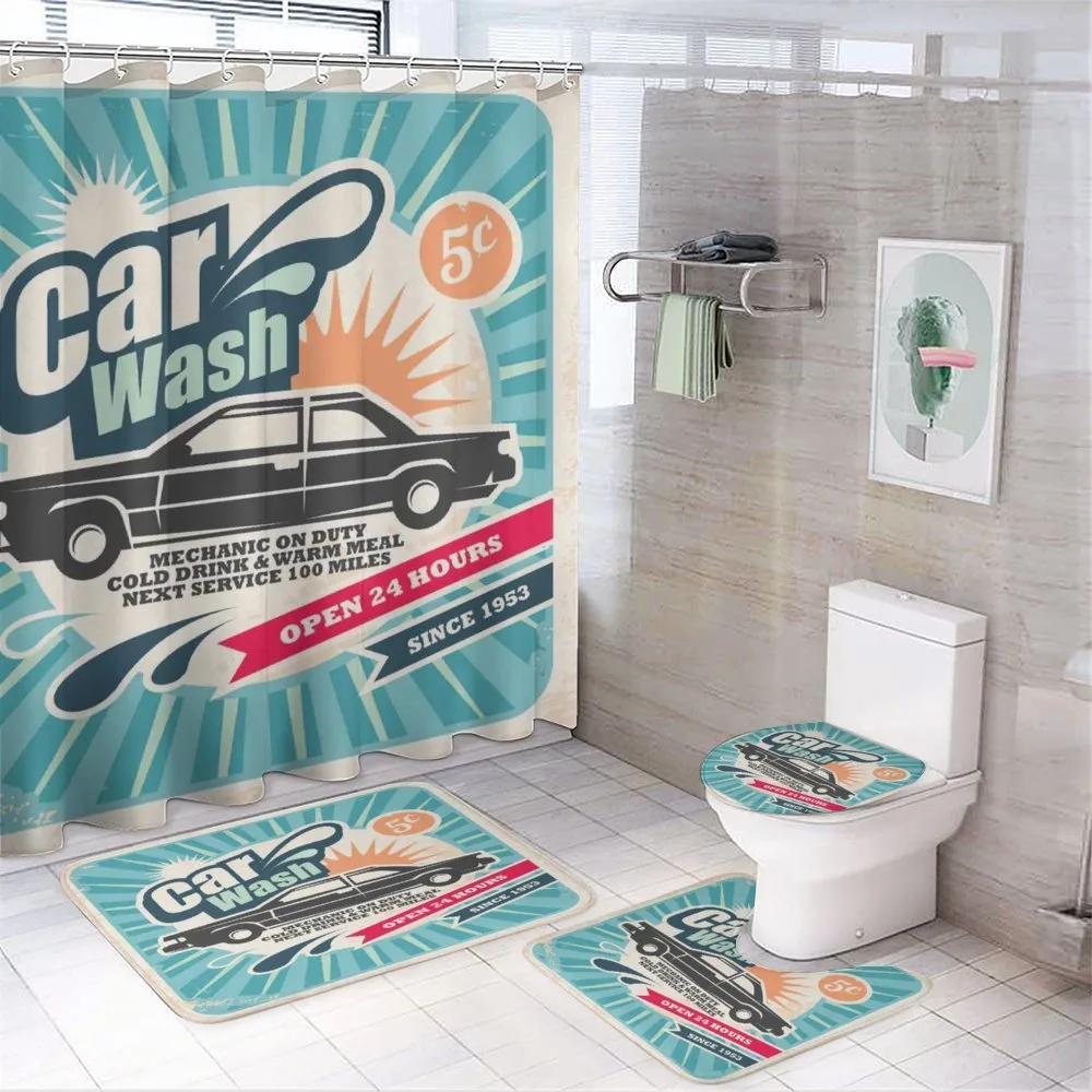 Vintage Auto Repair Art — 4-Piece Bathroom Set preview