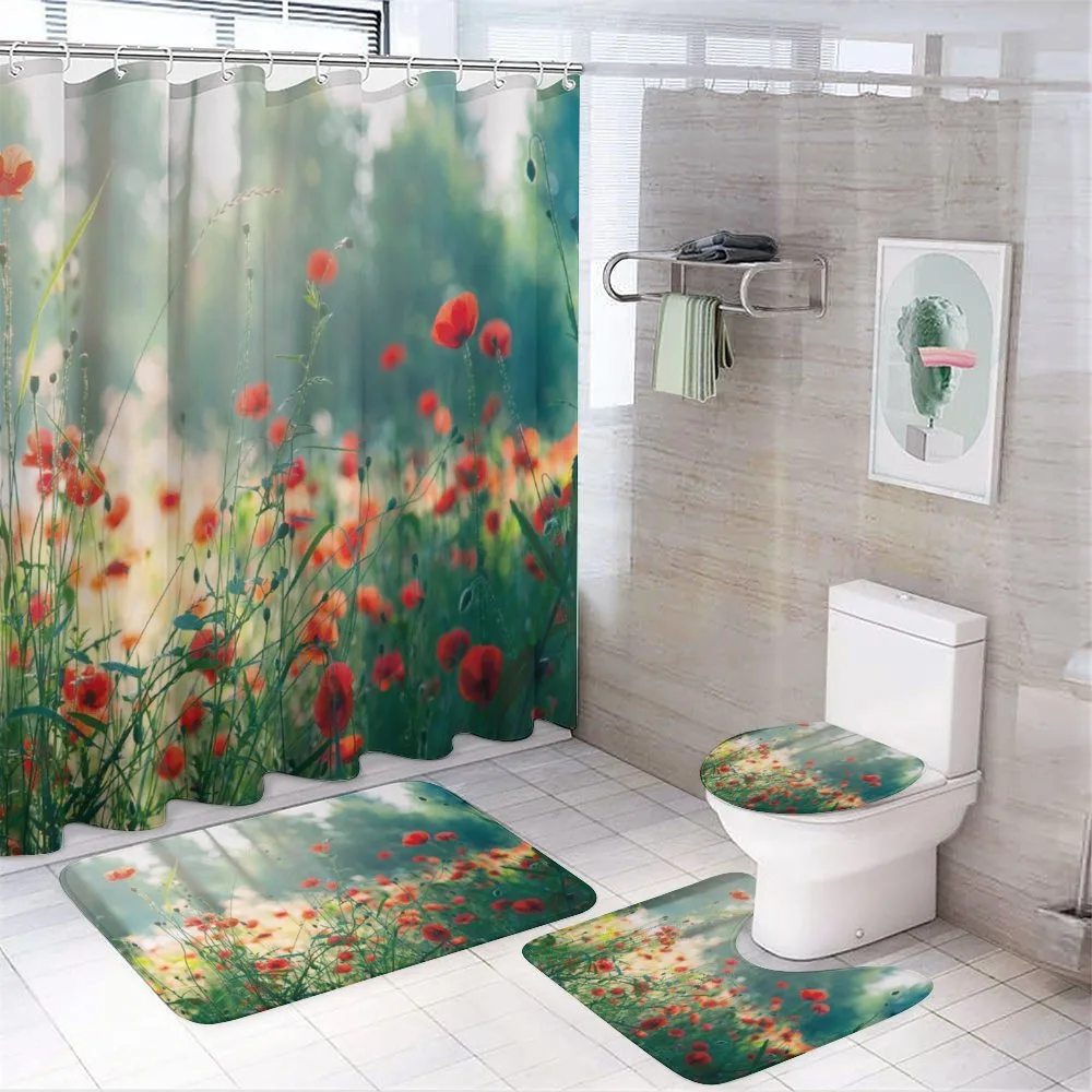 Wild Red Poppy Field — 4-Piece Bathroom Set preview