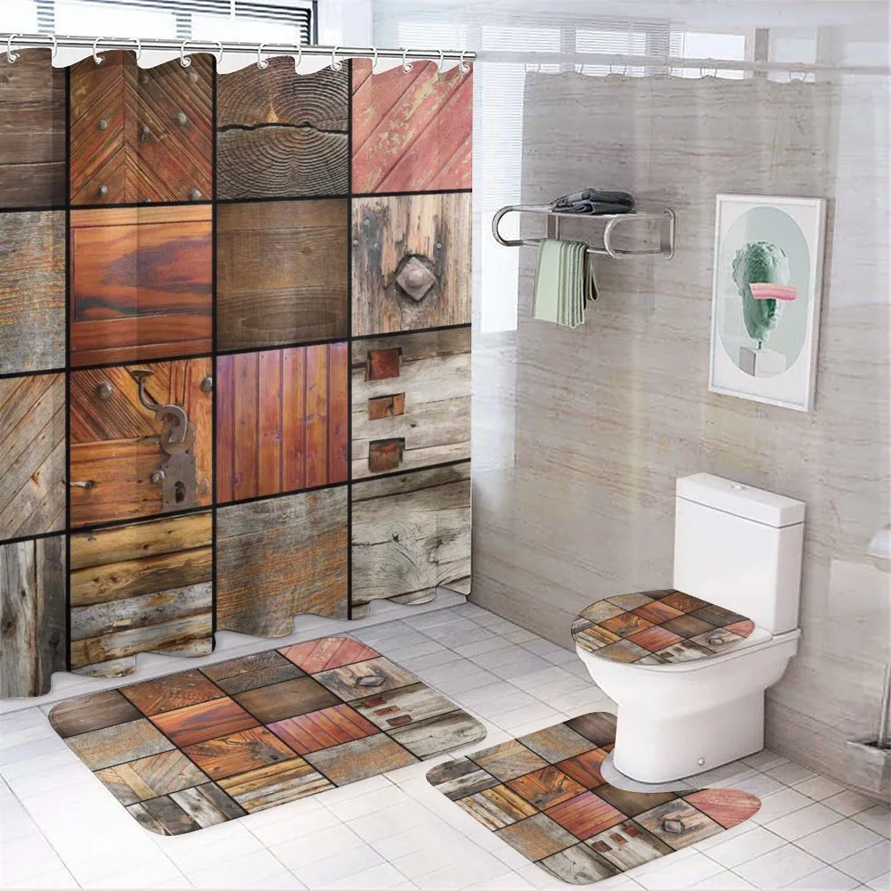 Wooden Timber Door Key — 4-Piece Bathroom Set preview