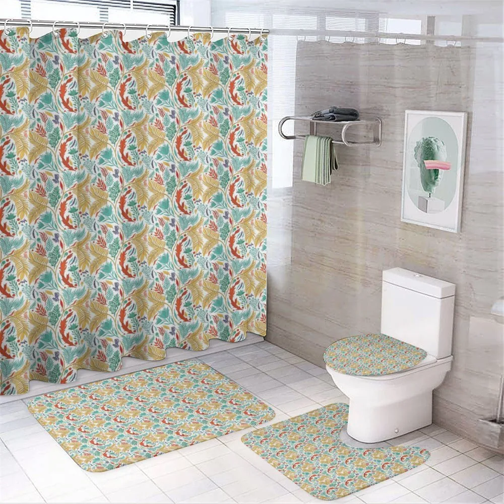 Botanical Leaves and Flowers — 4-Piece Bathroom Set preview
