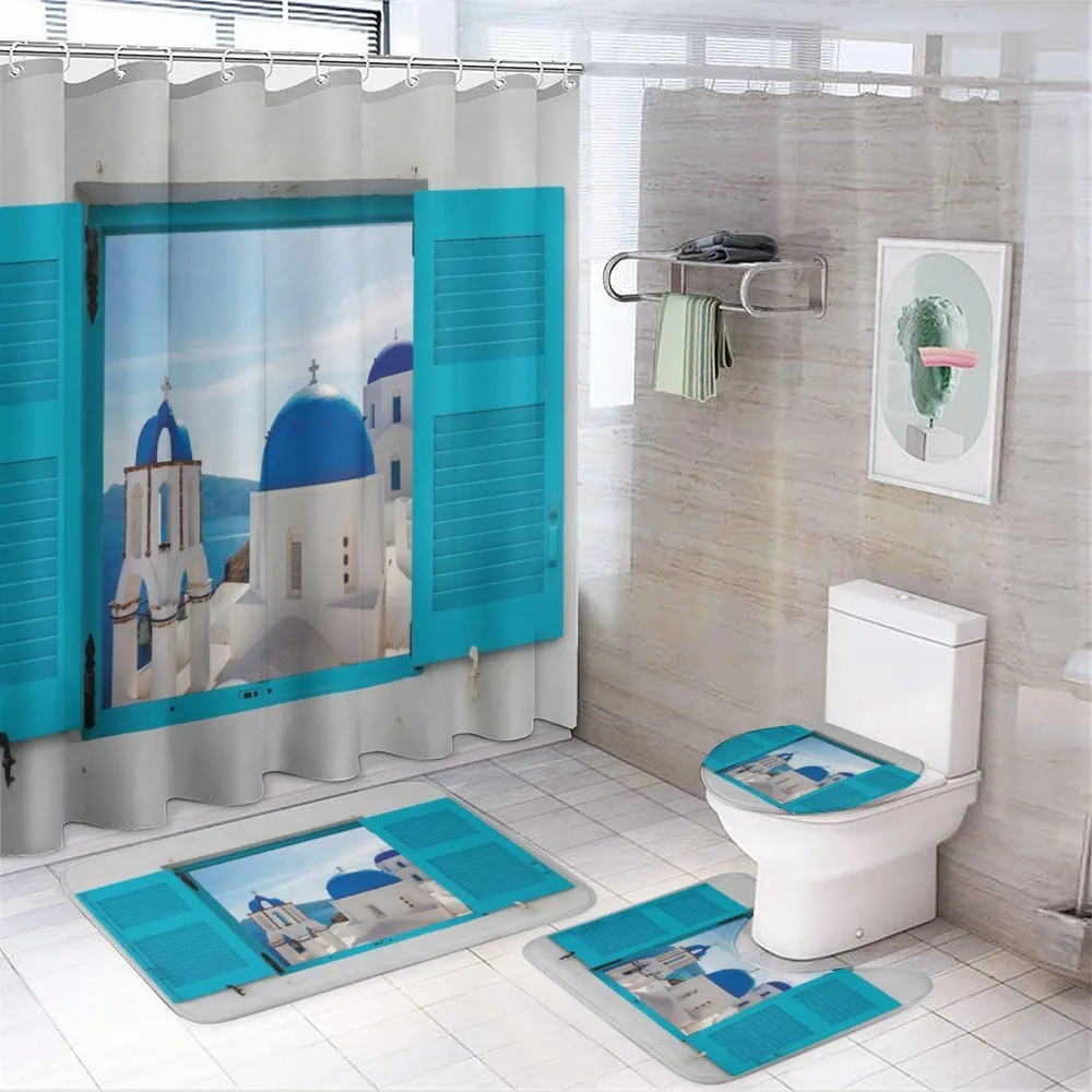 Greece Oia Building — 4-Piece Bathroom Set preview