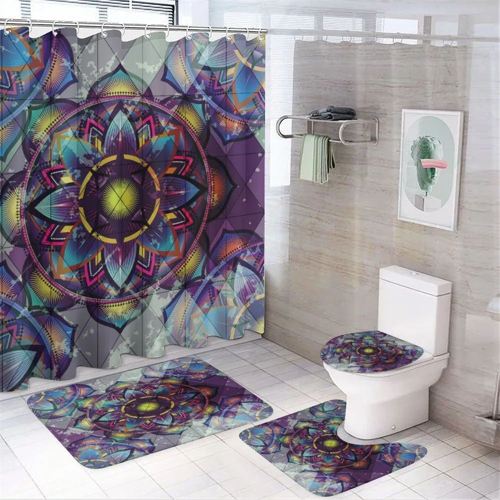 Grunge Futuristic Mandala — 4-Piece Bathroom Set preview