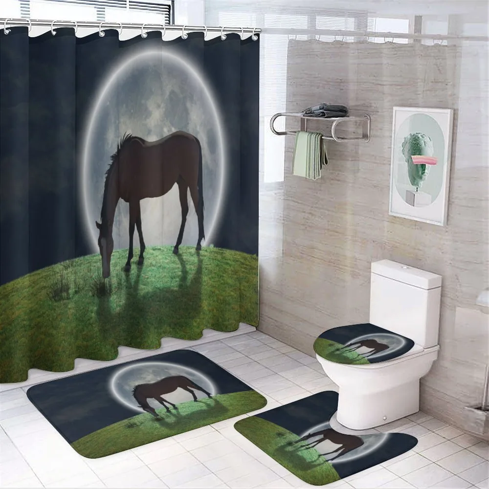 Horse on Hill Full Moon — 4-Piece Bathroom Set preview