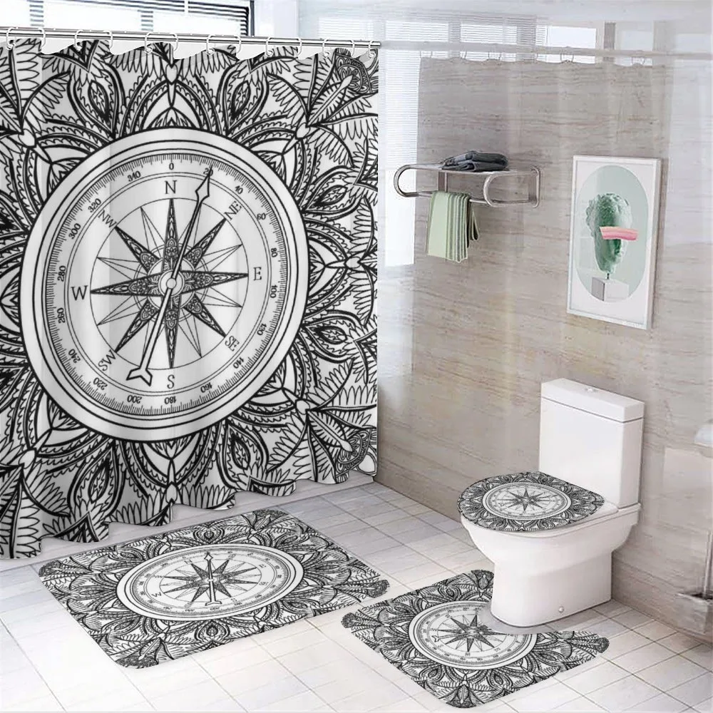 Ornate Floral Wind Rose — 4-Piece Bathroom Set preview