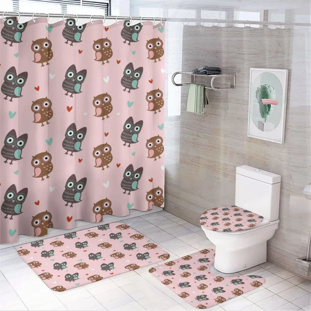 Owls Mini Hearts — 4-Piece Bathroom Set preview
