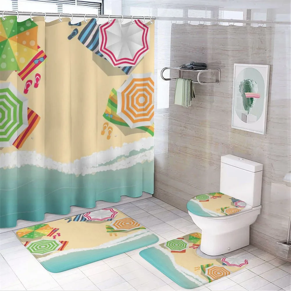 Sandy Beach Umbrellas 4-Piece Bathroom Set product video