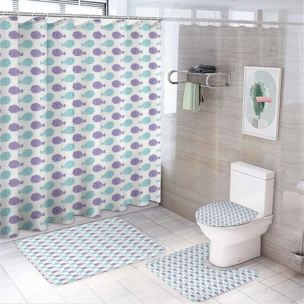Watercolor Sea Life Theme — 4-Piece Bathroom Set preview