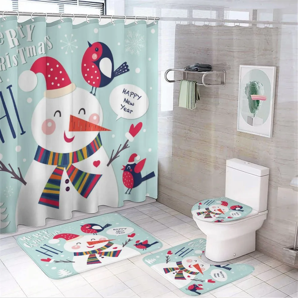 Bird Snow Xmas Theme — 4-Piece Bathroom Set preview