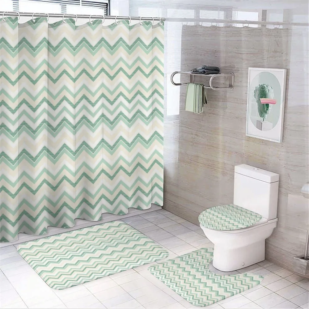 Blurry Abstract Zig Zag — 4-Piece Bathroom Set preview