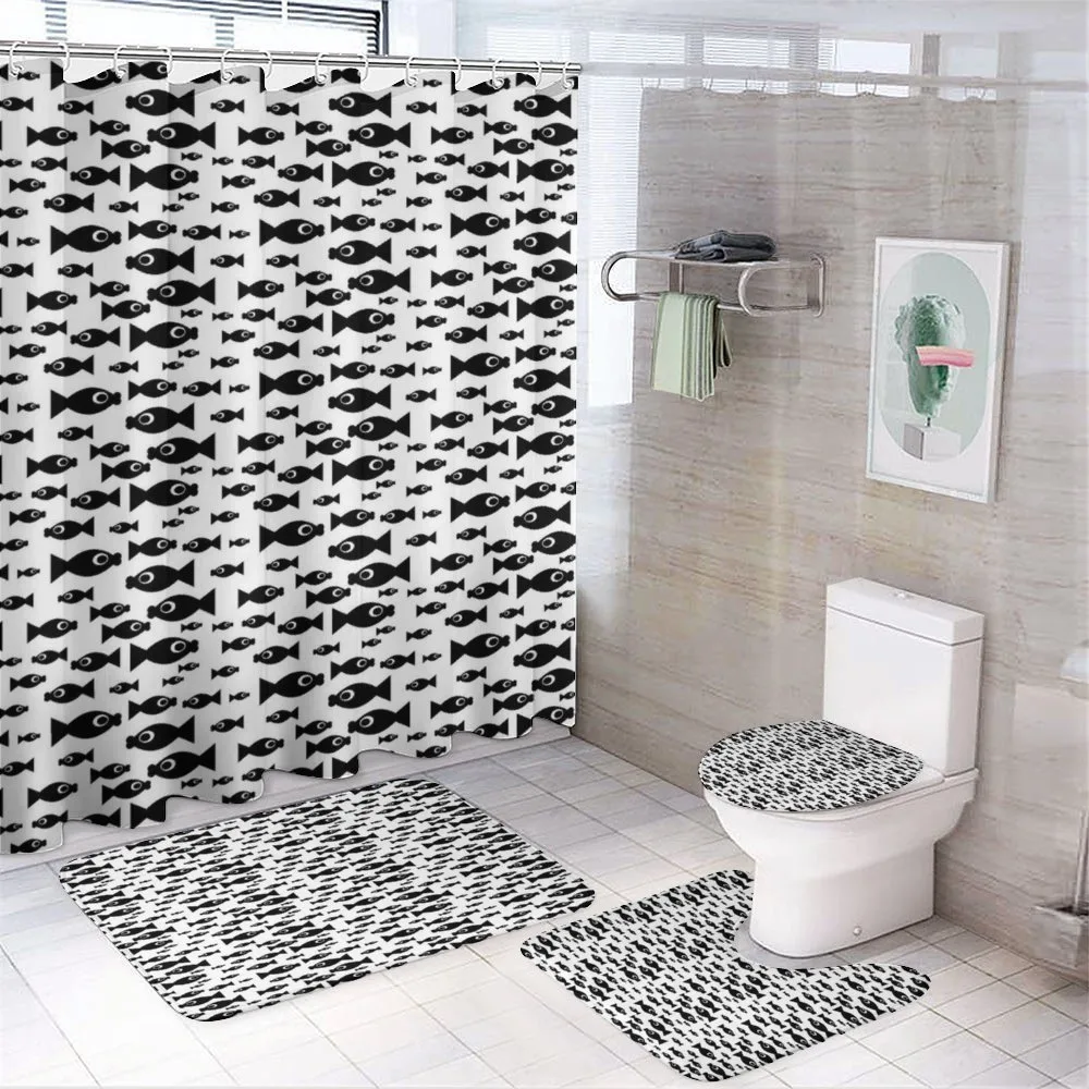 Cartoon Doodle Creatures — 4-Piece Bathroom Set preview