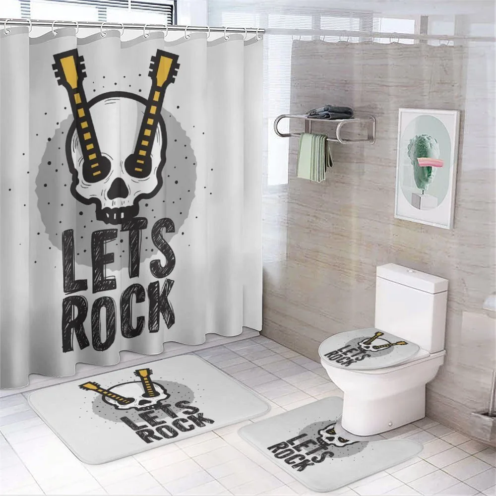 Human Skull Guitar — 4-Piece Bathroom Set preview