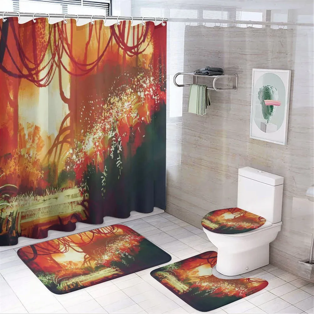 Modern Autumn Forest 4-Piece Bathroom Set product video