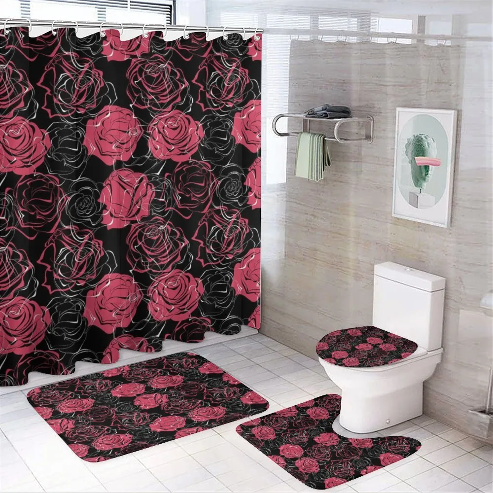 Ombre Rose Blooom Art — 4-Piece Bathroom Set preview