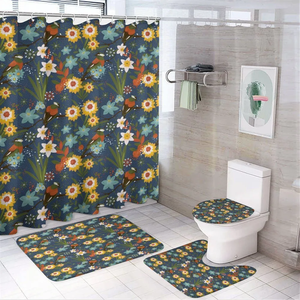Vintage Birds Blossoms Art — 4-Piece Bathroom Set preview