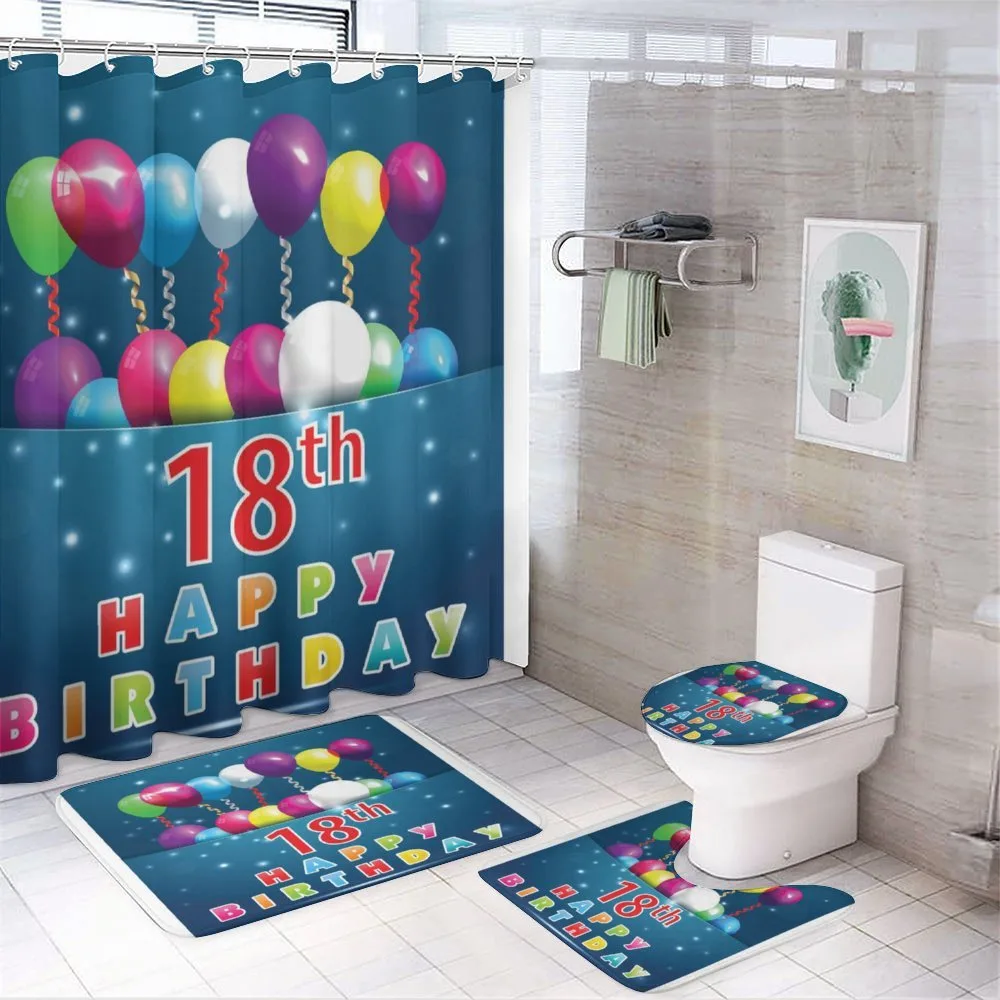 18 Birthday Balloons 4-Piece Bathroom Set product video
