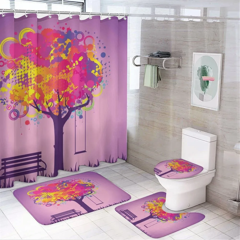 Colorful Leaves Swing Art — 4-Piece Bathroom Set preview