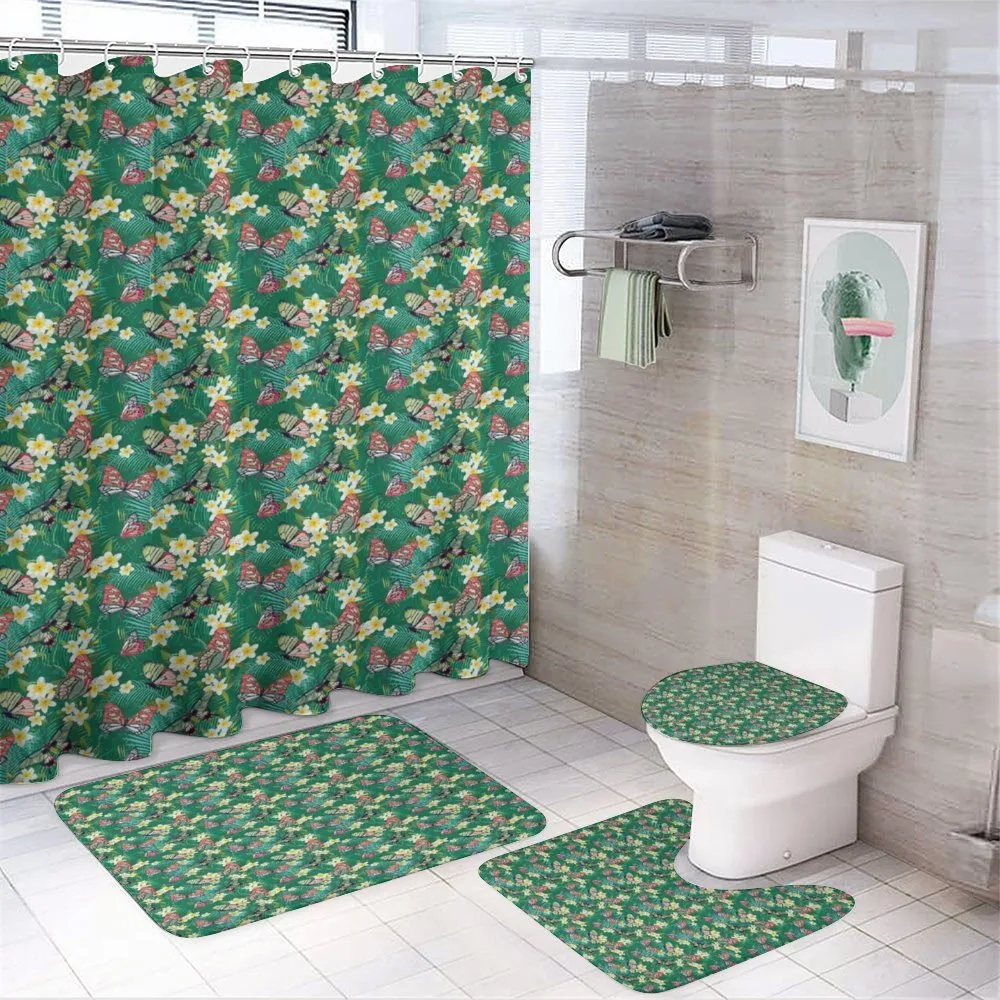 Exotic Butterfly Plumeria 4-Piece Bathroom Set product video