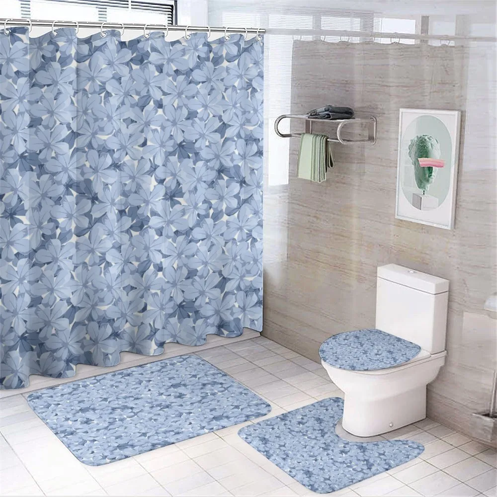 Retro Plumbago Blossoms — 4-Piece Bathroom Set preview