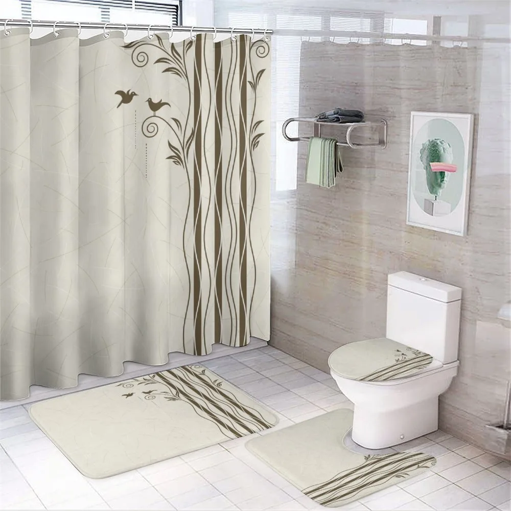 Wavy Tree Branches Birds — 4-Piece Bathroom Set preview