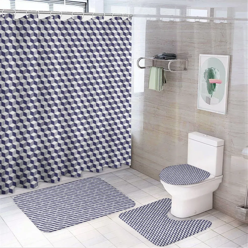Abstract Cube Stripes — 4-Piece Bathroom Set preview
