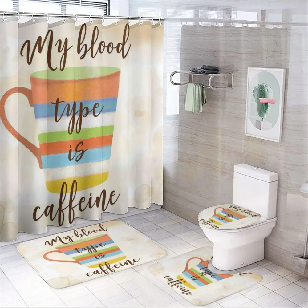 Caffeine Words Retro Mug — 4-Piece Bathroom Set preview