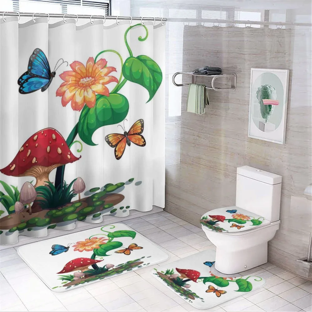 Flowering Plant Butterfly — 4-Piece Bathroom Set preview