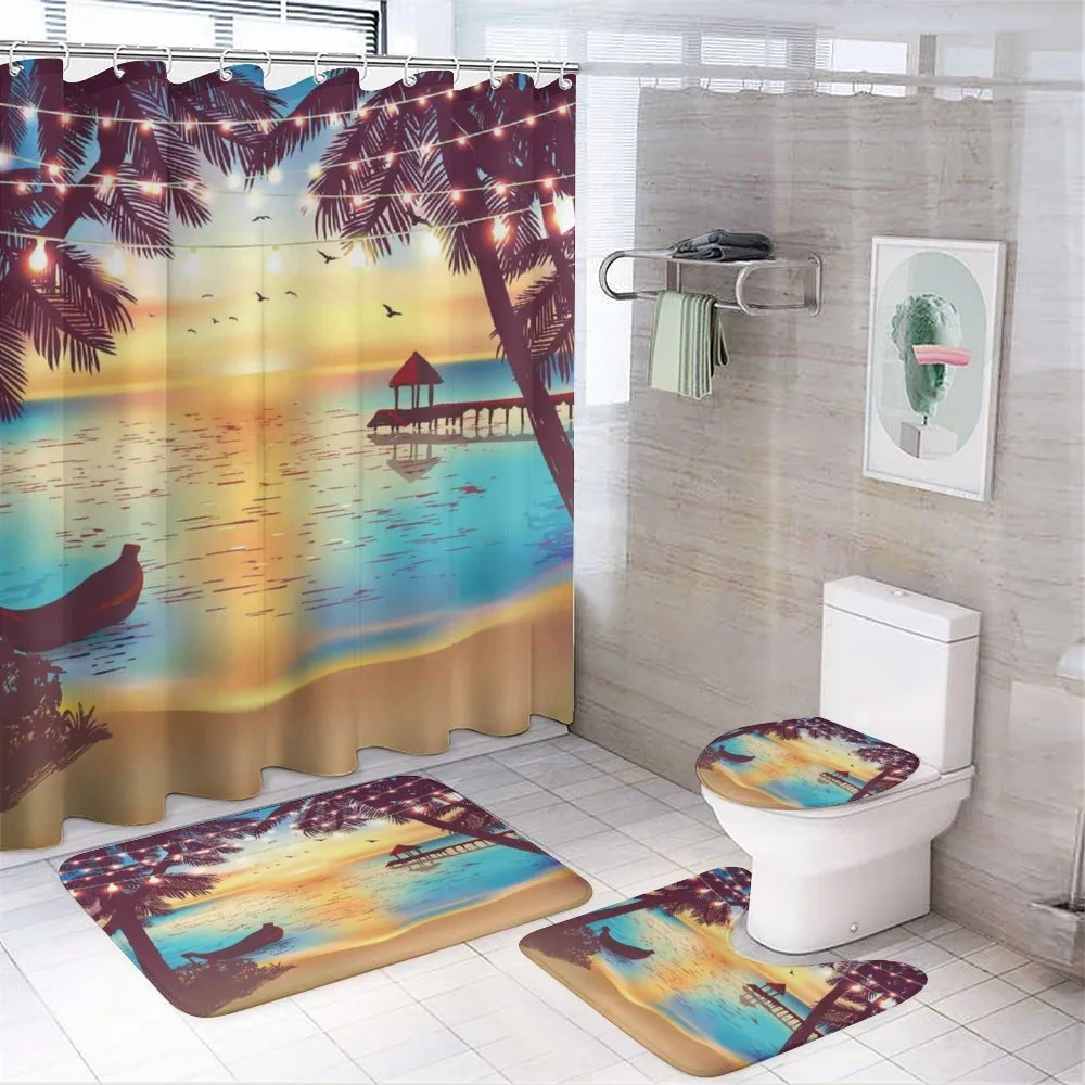 Calm Coast with Boat and Pier — 4-Piece Bathroom Set preview
