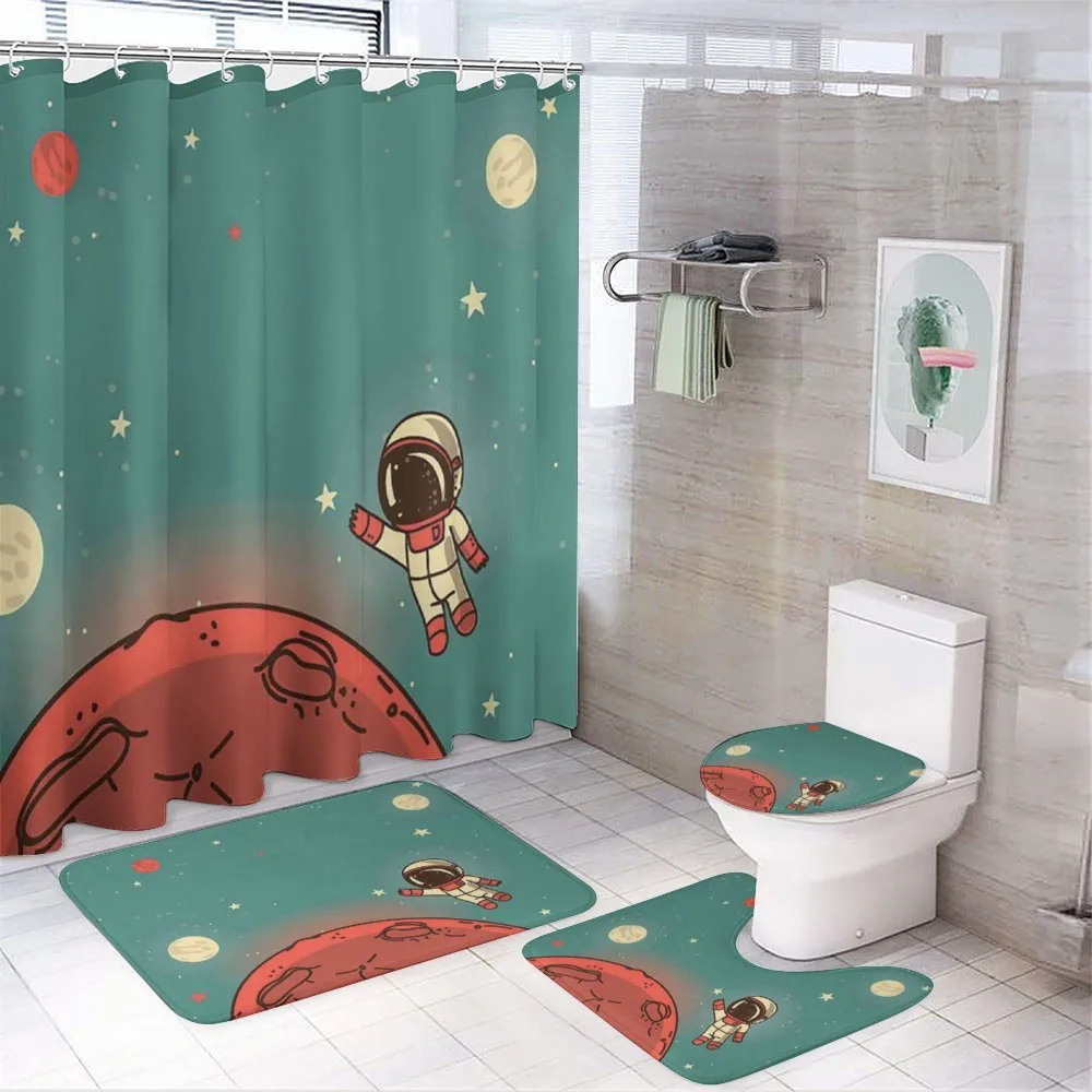 Doodle Cosmonaut — 4-Piece Bathroom Set preview