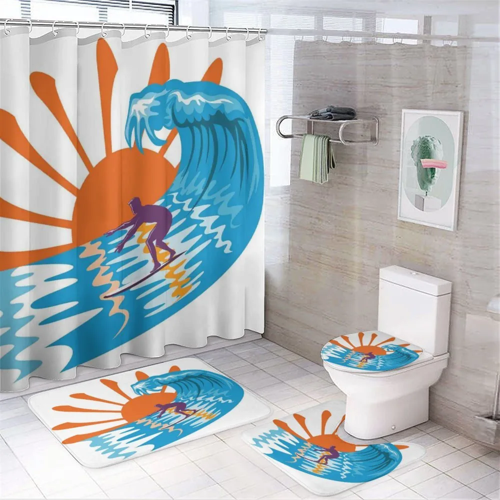 Hot Beach Vibes Surfer — 4-Piece Bathroom Set preview