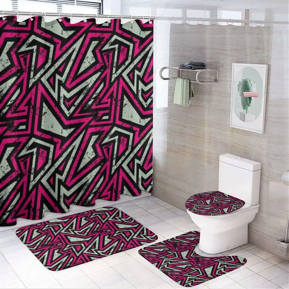 Retro Geometric Lines — 4-Piece Bathroom Set preview