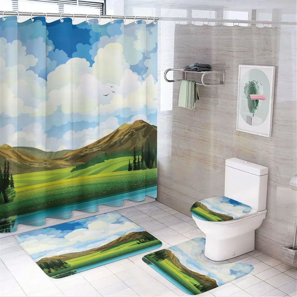 Summer Nature Landscape 4-Piece Bathroom Set product video