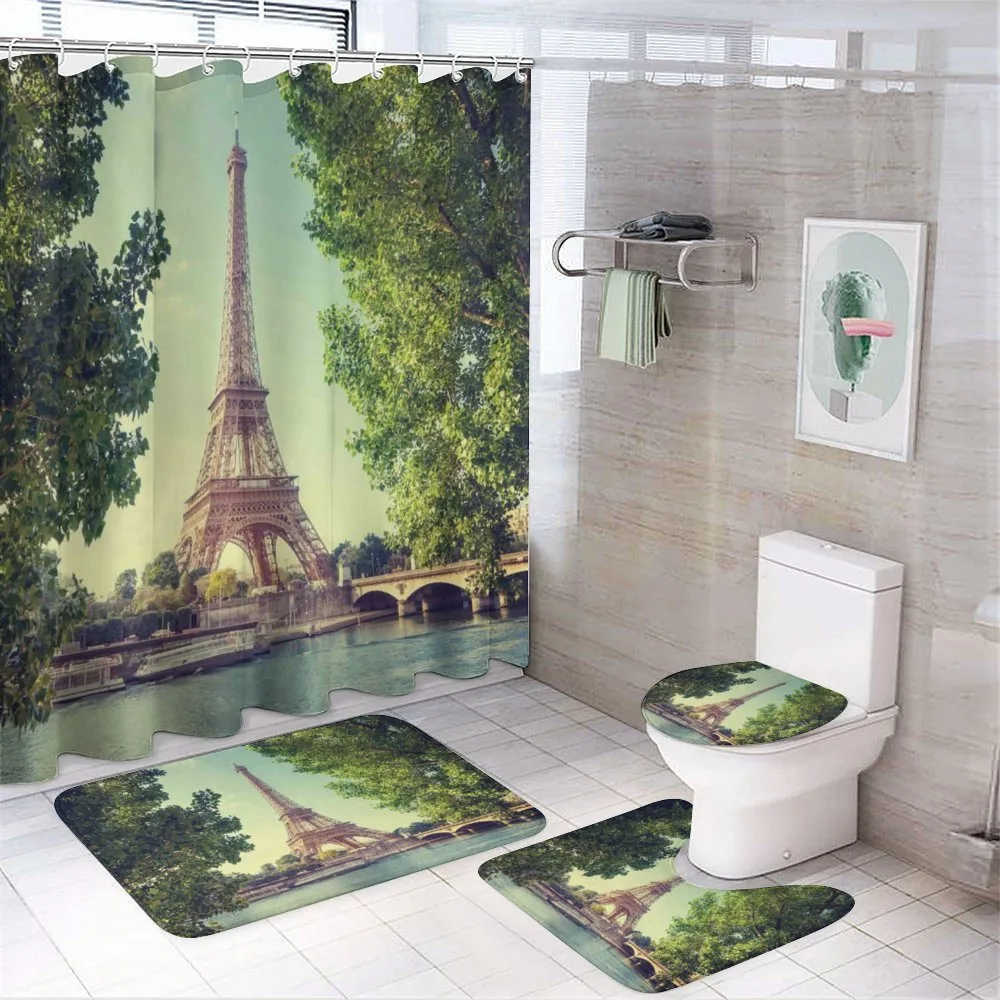 Eiffel Tower Seine River — 4-Piece Bathroom Set preview