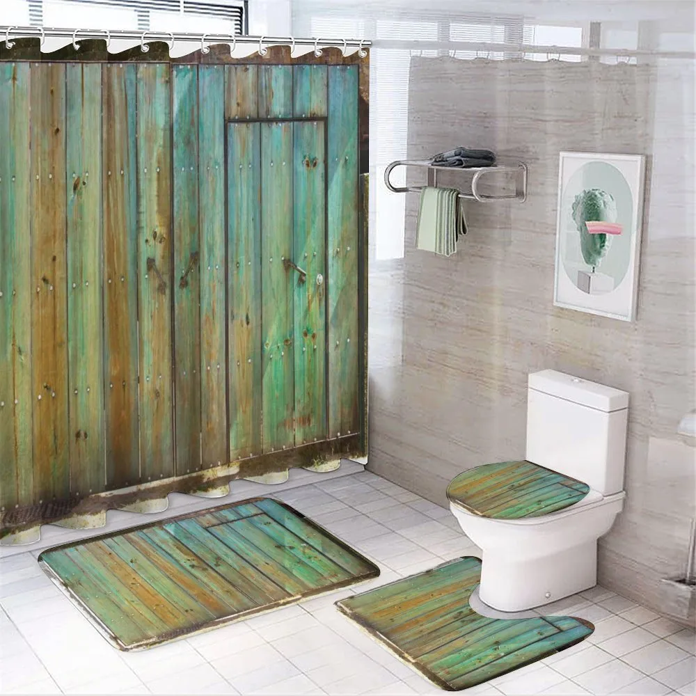 Rustic Old Wooden Gate — 4-Piece Bathroom Set preview