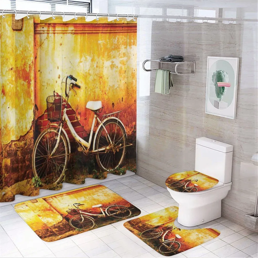 Bike Rusty Cracked Wall — 4-Piece Bathroom Set preview