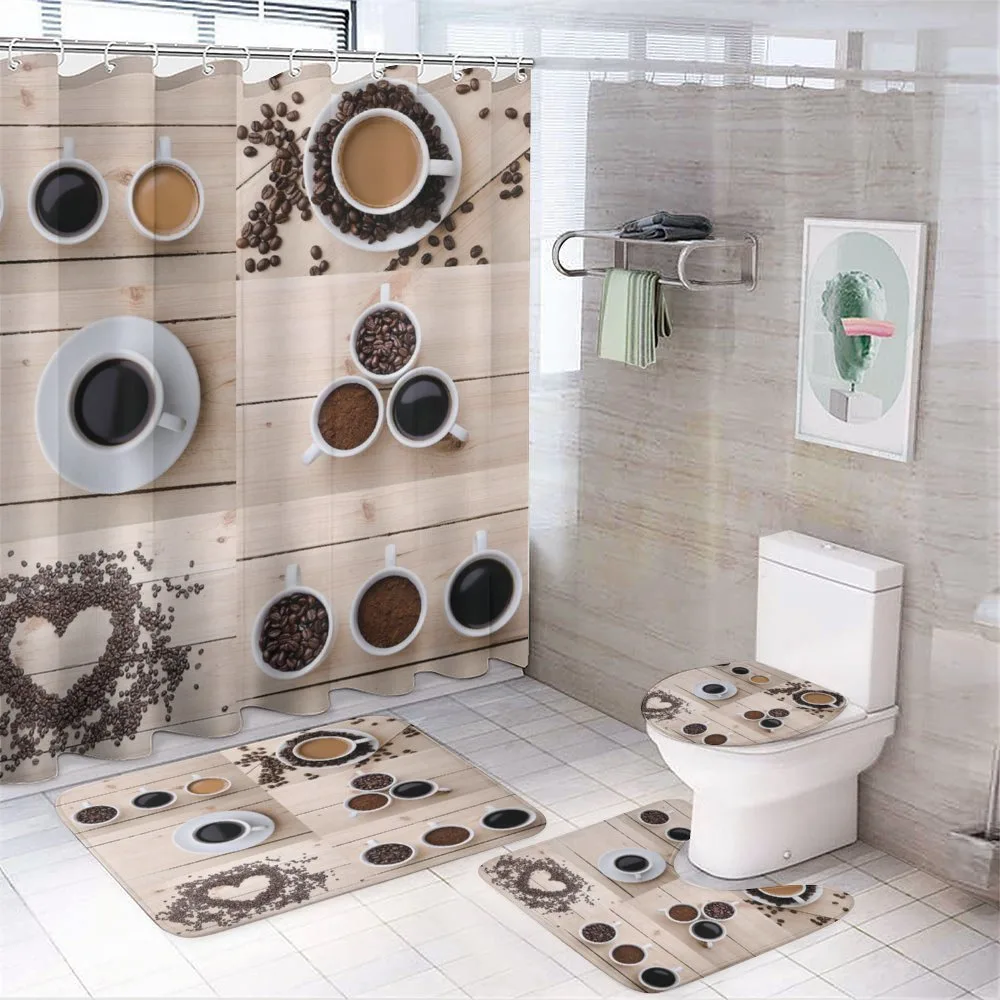 Coffee Mugs Snacks Beans — 4-Piece Bathroom Set preview
