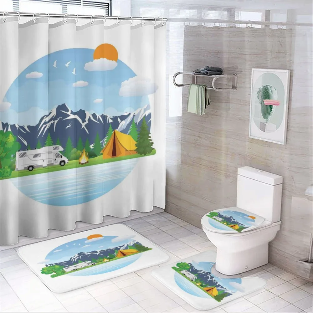Forest Camping Summer 4-Piece Bathroom Set product video