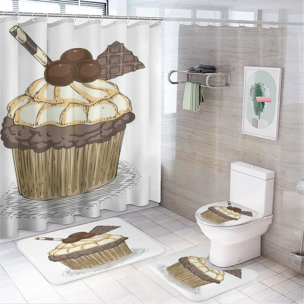 Hand Drawn Chocolate Cake — 4-Piece Bathroom Set preview