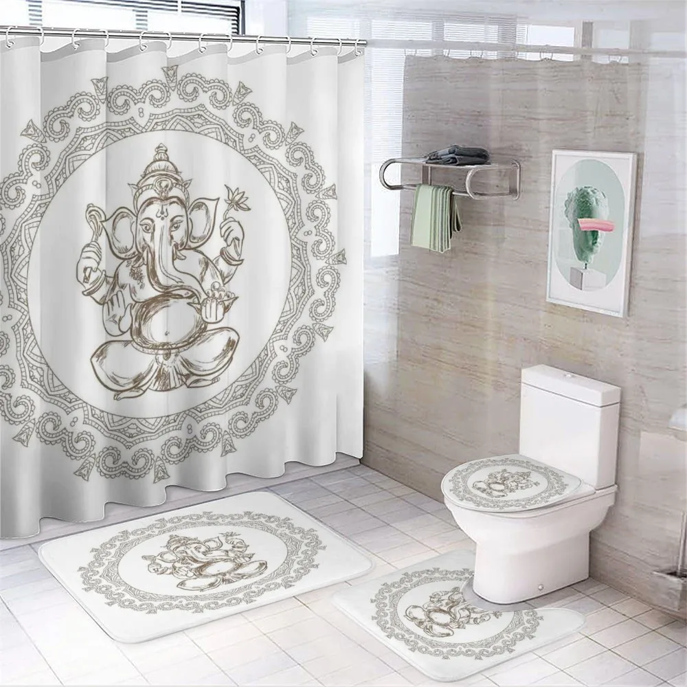 Mandala Ancient Symbol Asian 4-Piece Bathroom Set product video