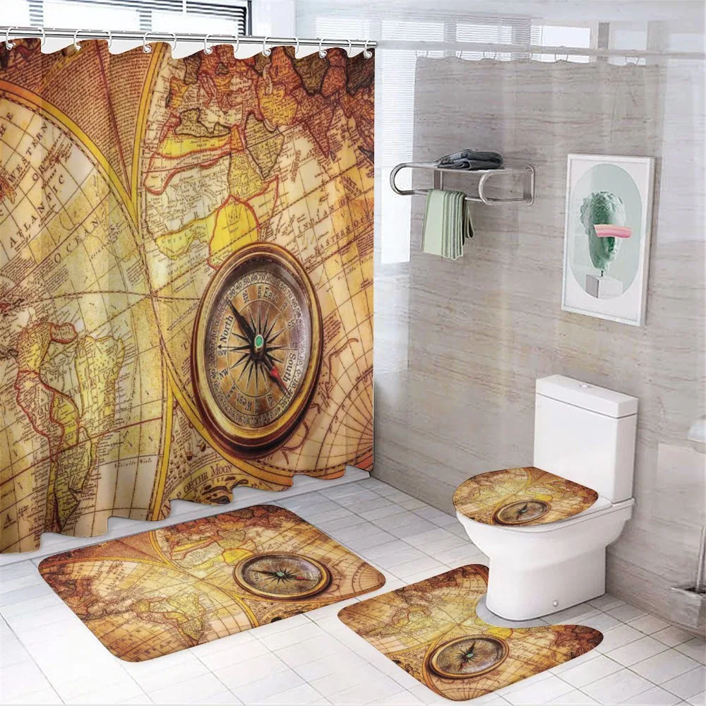 Old World Map 4-Piece Bathroom Set product video
