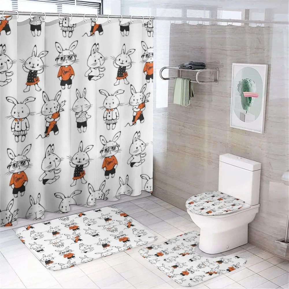 Retro Bunny Rabbits — 4-Piece Bathroom Set preview
