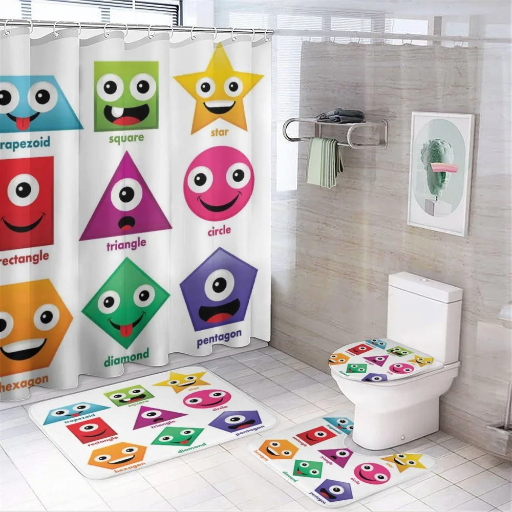 Shapes with Funny Faces — 4-Piece Bathroom Set preview