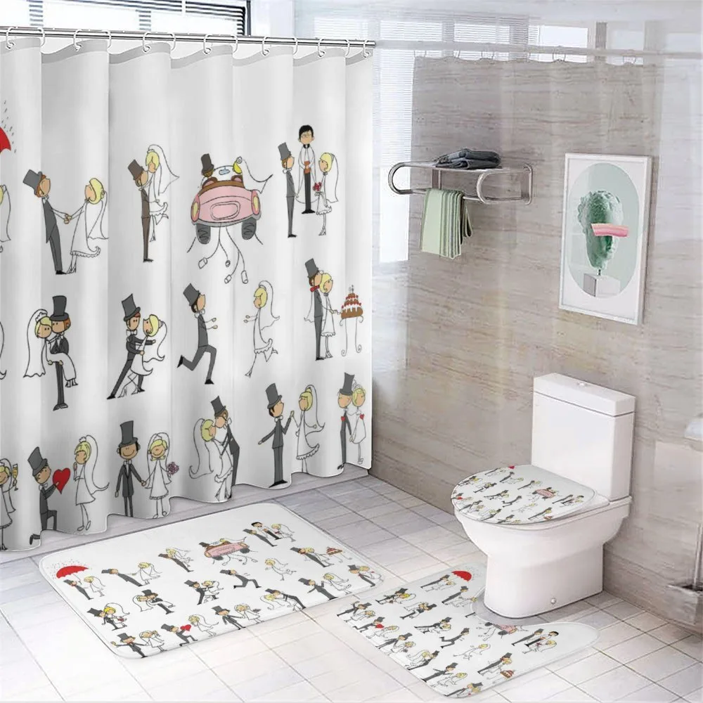 Cartoon Couple Funny — 4-Piece Bathroom Set preview