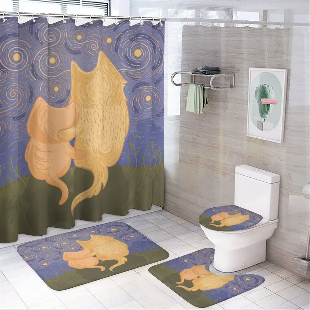 Cat and Dog on Hill — 4-Piece Bathroom Set preview