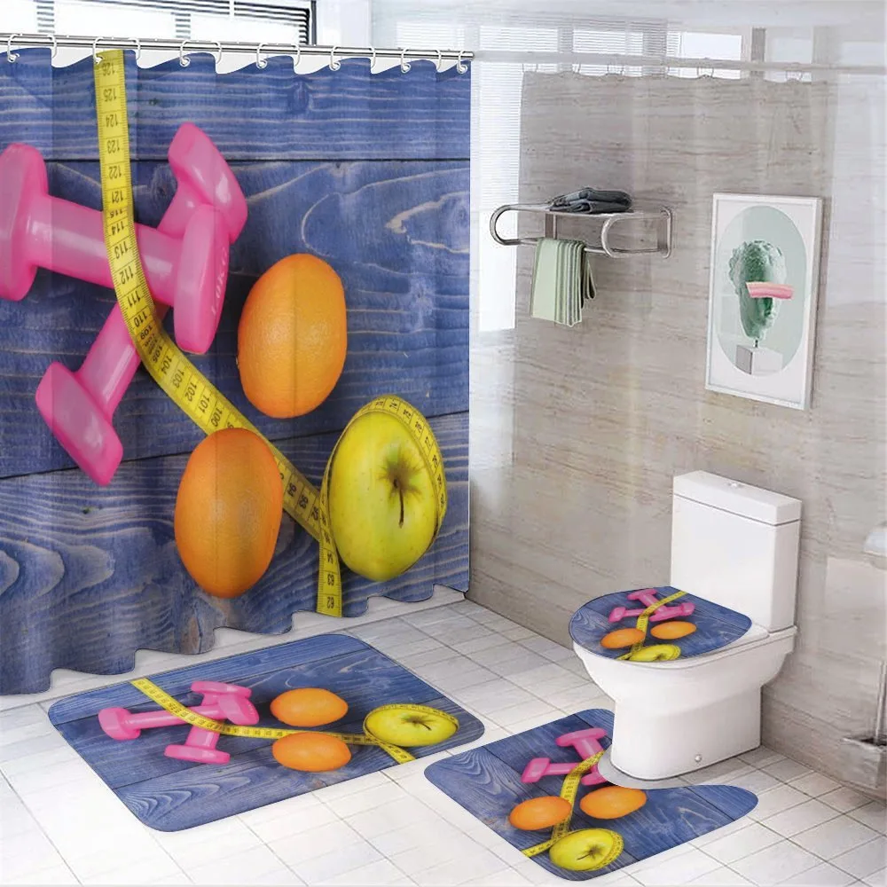 Dumbbells Fruits Tape — 4-Piece Bathroom Set preview