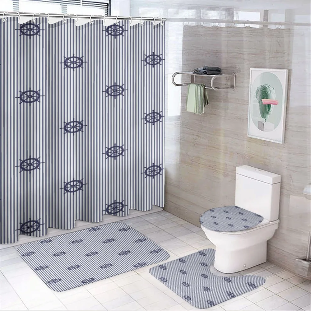 Marine Stripes and Wheels — 4-Piece Bathroom Set preview